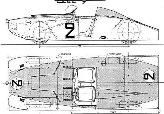 Cadillac Cunningham Le Monstre Le Mans - drawings (drawings) of the car